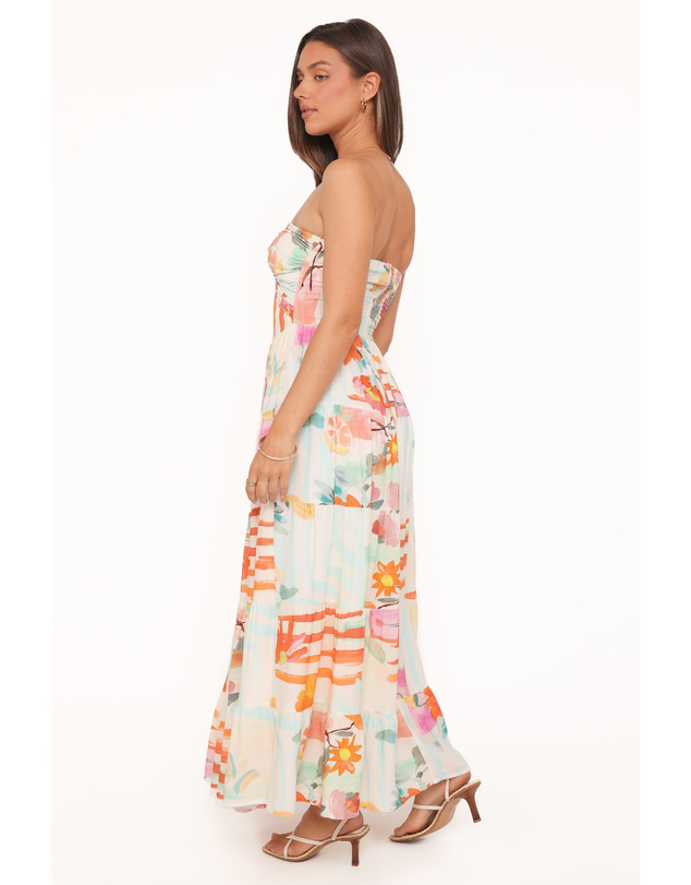 Petal & Pup - Sitara Strapless Midi Dress - Blue Alfresco Floral