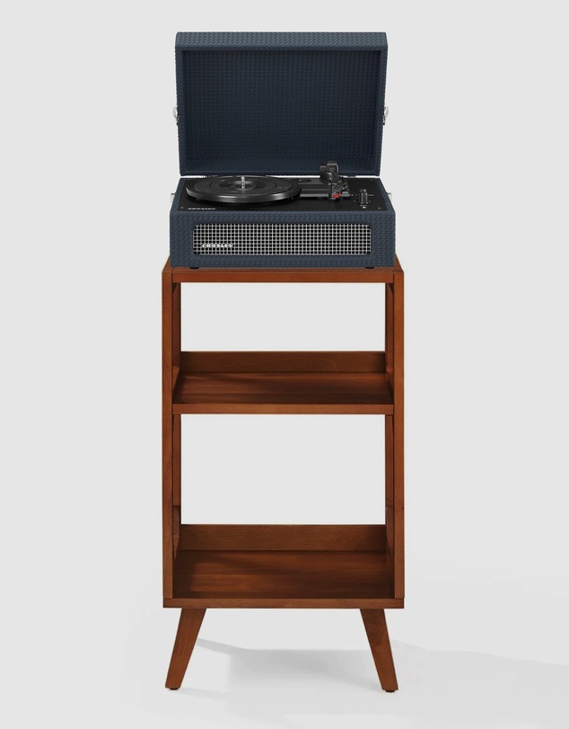 Crosley - Crosley Voyager Bluetooth Portable Turntable + Crosley Asheville Stand Bundle - Navy