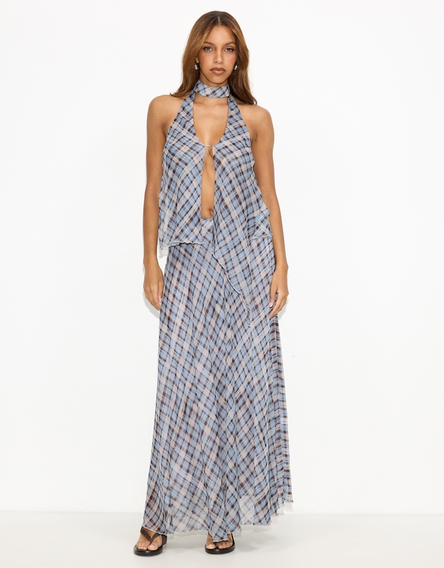 Dazie - Afloat Check Maxi Skirt