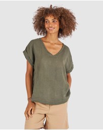 CAMIXA - Martina Linen V-Neck T-shirt