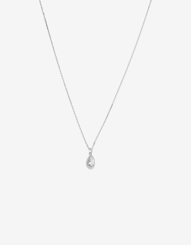 Michael Hill - Pear Cubic Zirconia Halo Pendant Necklace in Sterling Silver