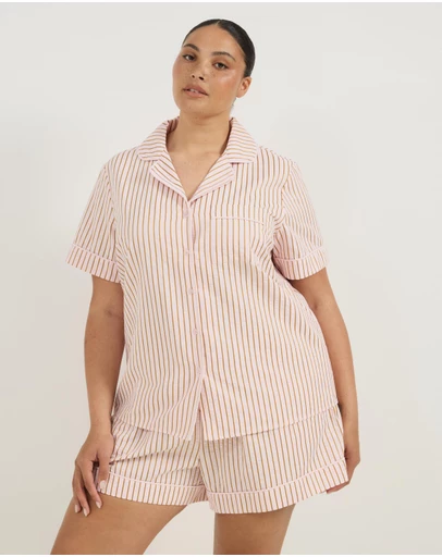 Atmos&Here Curvy - Esme Stripe Short Sleeve Pyjama Set
