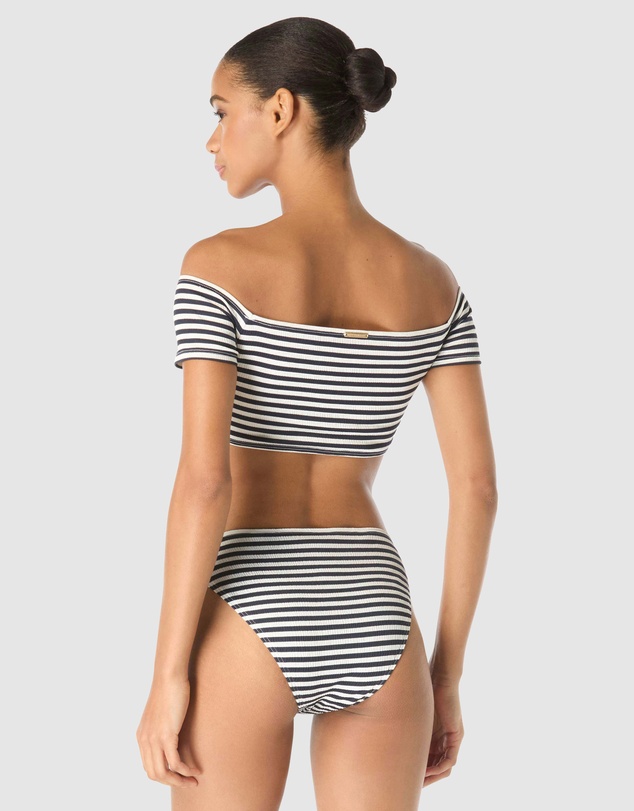 Michael Kors - St. Tropez Stripe Off-Shoulder Bandeau Bikini Top
