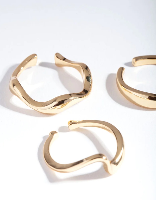 Lovisa - Gold Plated Molten Ring Pack