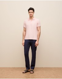 Trenery - Pique Monogram Short Sleeve Polo in Soft Pink