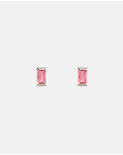 Kirstin Ash - Baguette Birthstone Studs October - Rhodolite Garnet