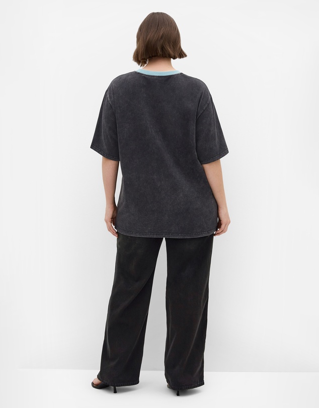 City Chic - Plus size Desert Eagle Oversized Cotton Tee - black wash
