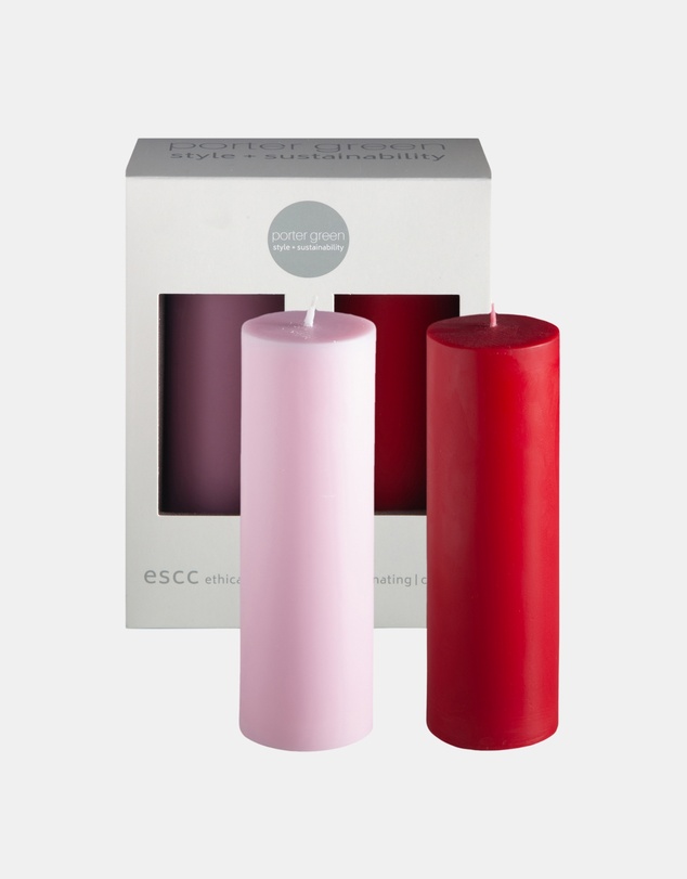 porter green - escc medium pillar candle soy-blend unscented candles