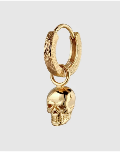 Kuzzoi - ICONIC EXCLUSIVE - Single Hoop Earring with Skull in Gold-Plated 925 Sterling Silver