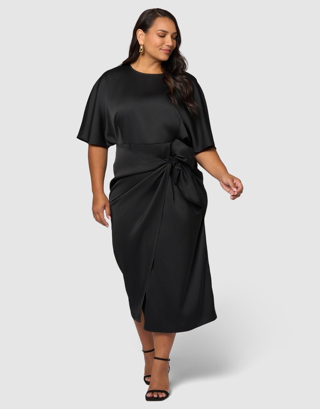 Pink Dusk by Curve Project - Act Up Satin Midi Dress