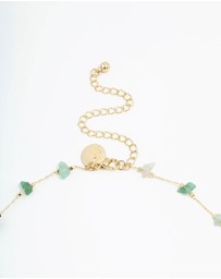 Lovisa - Gold Plated Green Semi-Precious Station Necklace