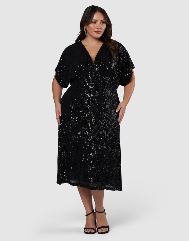 Pink Dusk by Curve Project - Want you Sequin Midi Dress