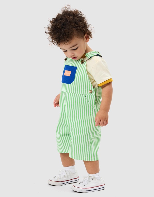 Goldie + Ace - Lightweight Cotton Twill Stripe Burton Shortalls - ICONIC EXCLUSIVE - Babies-Kids