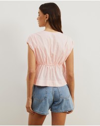 Atmos&Here - Belia Linen Blend Tie Front Top