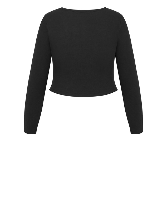 City Chic - Plus size Lily Micro Rib Top - black