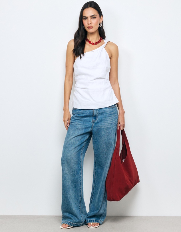 AERE - Penny Linen One Shoulder Top