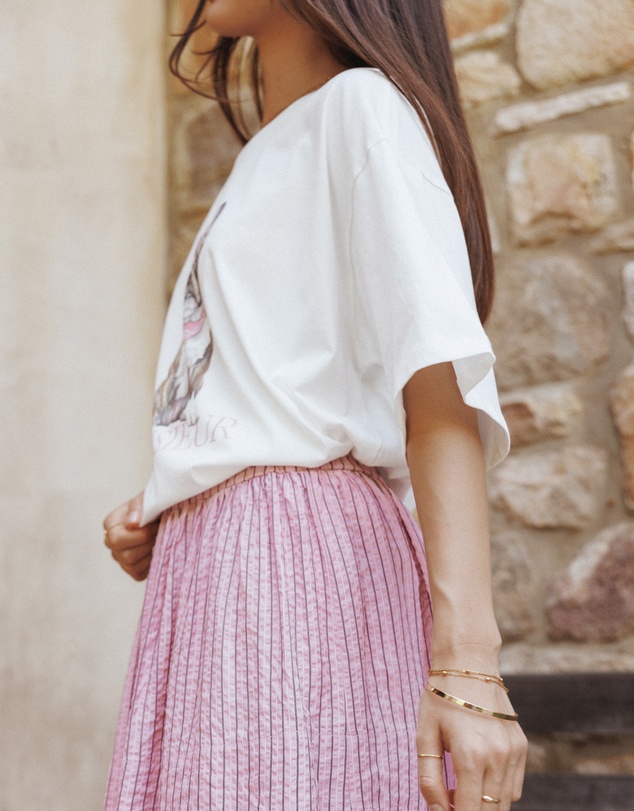 Petal & Pup - Domitia Mini Aline Skirt - Pink White Stripe
