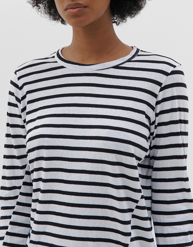 Bassike - stripe scoop hem long sleeve t.shirt