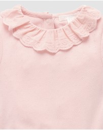 Purebaby - Pointelle Ruffle Bodysuit -Kids-Babies