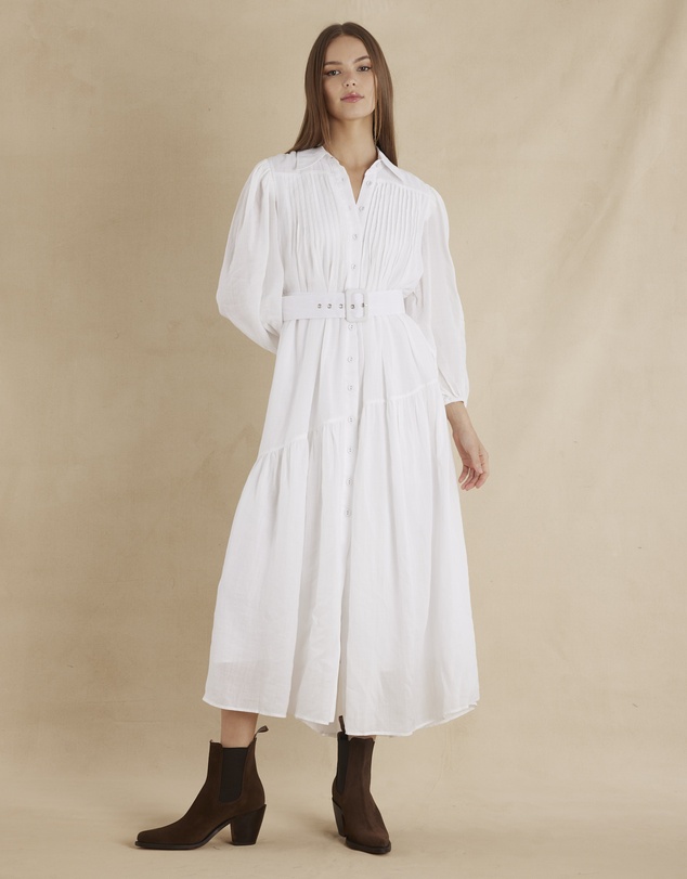 Amelius - Poeta Ramie Pintuck Belted Dress