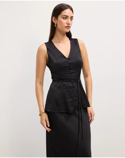 The Fated - Delaney Panelled Satin Top