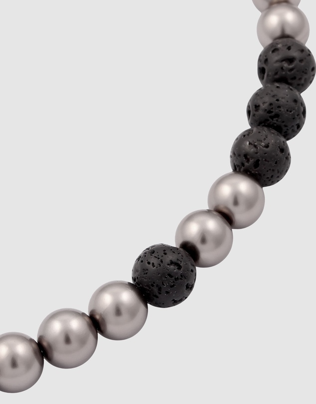 Kuzzoi - ICONIC EXCLUSIVE - Lava Beads and Pearl Bracelet in 925 Sterling Silver
