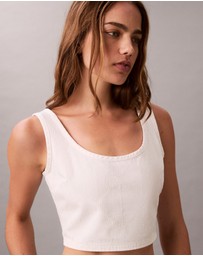Calvin Klein Jeans - Denim Allover Monogram Cropped Tank Top