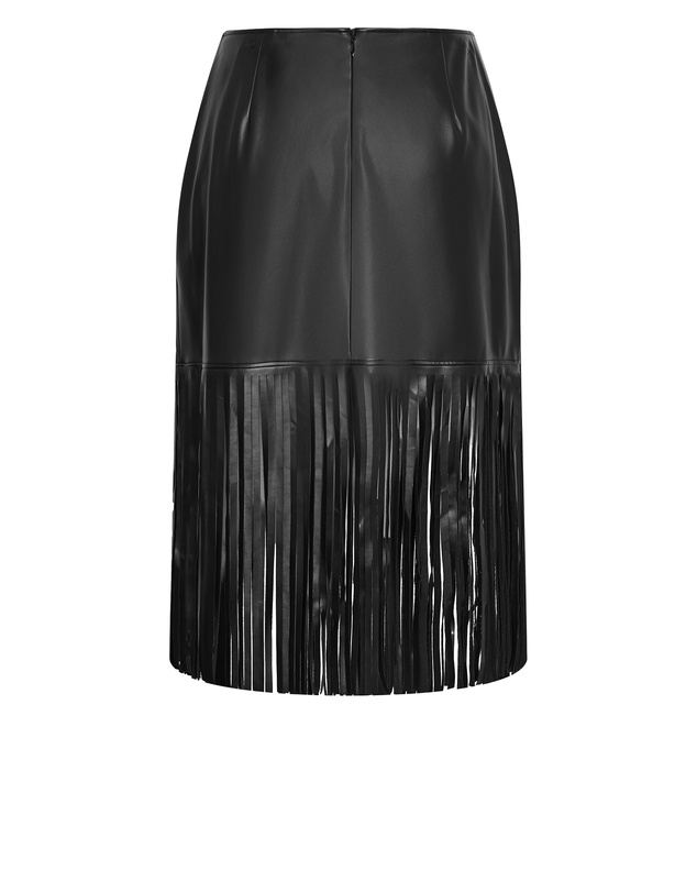 City Chic - Fringe Faux Leather Skirt