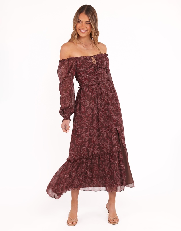 Petal & Pup - Keziah Long Sleeve Maxi Dress - Burgundy Paisley