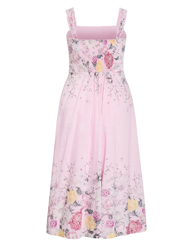 City Chic - Plus size Chelsea Botanical Border Print Maxi Dress - soft pink