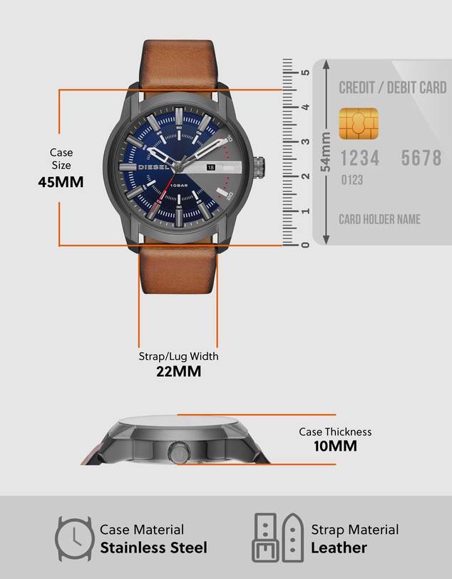 Diesel - Armbar Dark Brown Analogue Watch