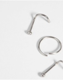 Lovisa - Surgical Steel Nose Stud & Ring Pack with Diamantes