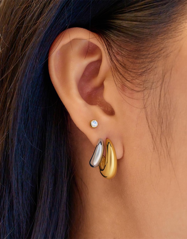 Ania Haie - Ania Haie Two-Tone Dome Stud Hoop Earrings