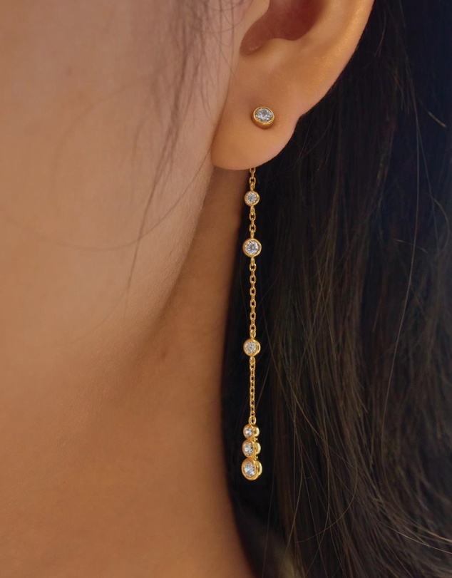 Ania Haie - Gold Cascade Station Drop Stud Earrings