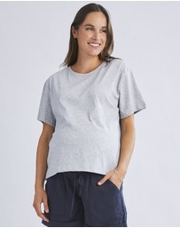 Angel Maternity - Versatile and Comfortable Maternity Cotton Tee in Marl Grey