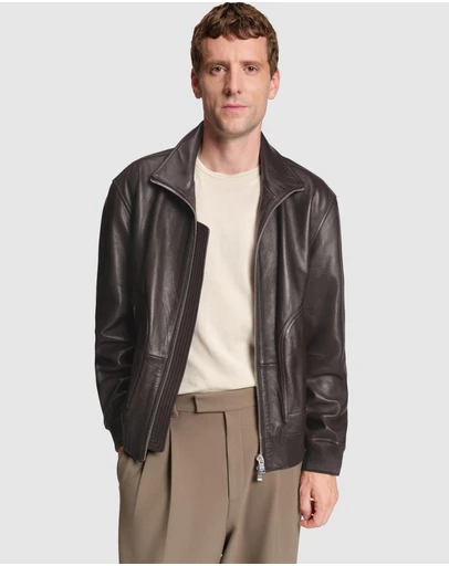 BOSS - Nappa-Leather Jacket With Two-Way Zip