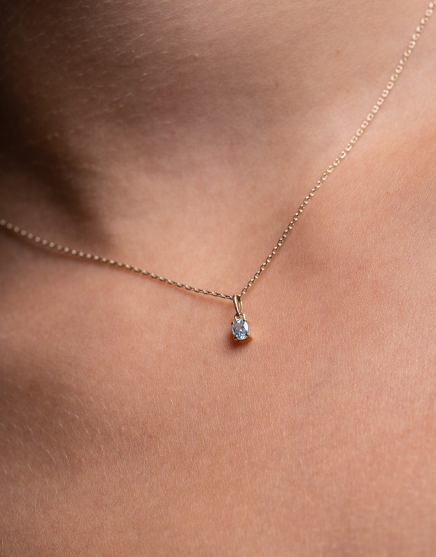 Luna Rae - Solid Gold - Aquamarine Necklace