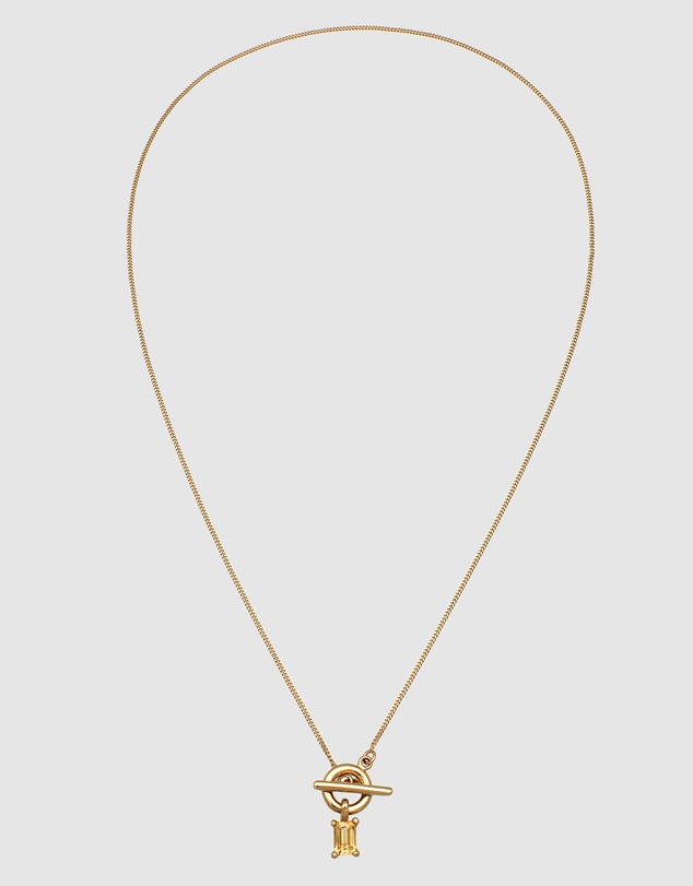 Elli Jewelry - Golden Hour Citrine T-Bar Necklace in Gold-Plated 925 Silver