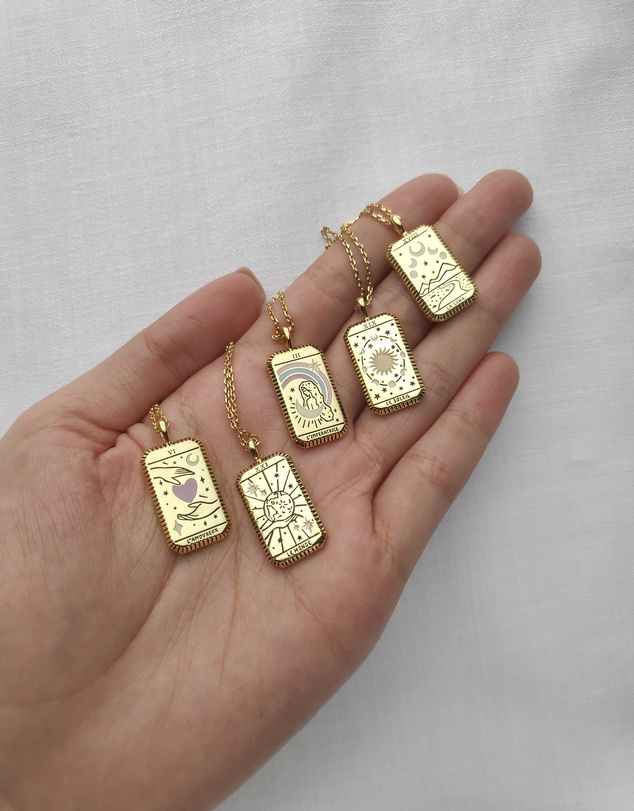Wanderlust + Co - Le Soleil Gold Tarot Necklace