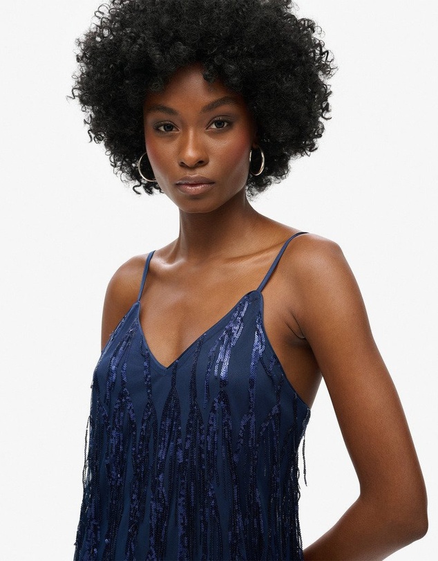 Superdry - Fringe V Neck Cami Mini Slim Fit Dress