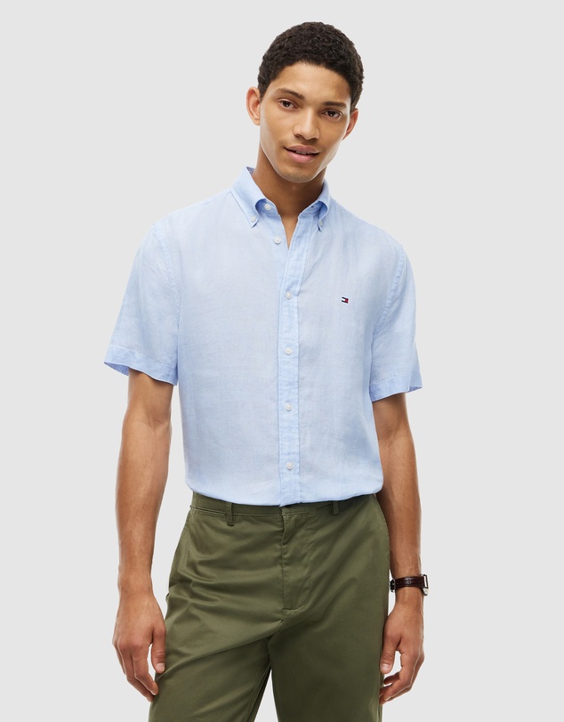 Tommy Hilfiger - Regular Fit Washed Linen Short Sleeve Shirt