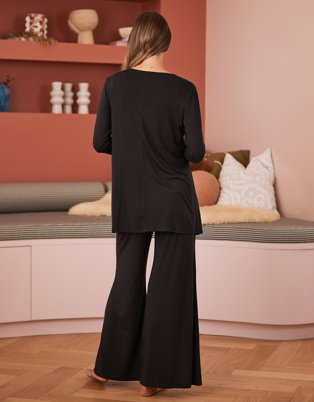 Angel Maternity - 3-Piece Maternity Set with Wide Leg Maternity Pant in Black