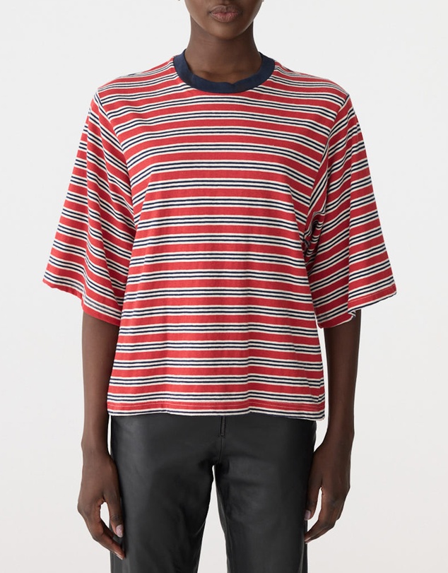 Bassike - Stripe Quarter Sleeve T-Shirt