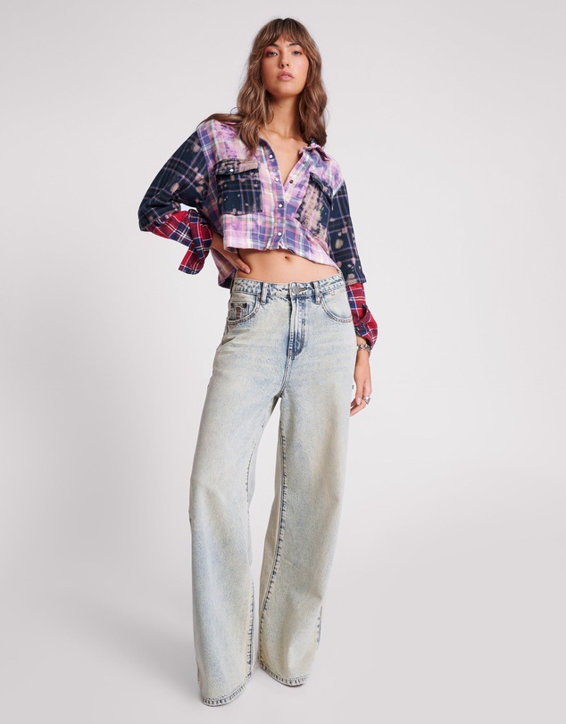 ONE TEASPOON - Blue Dust Love Machines Super Wide Leg Jeans