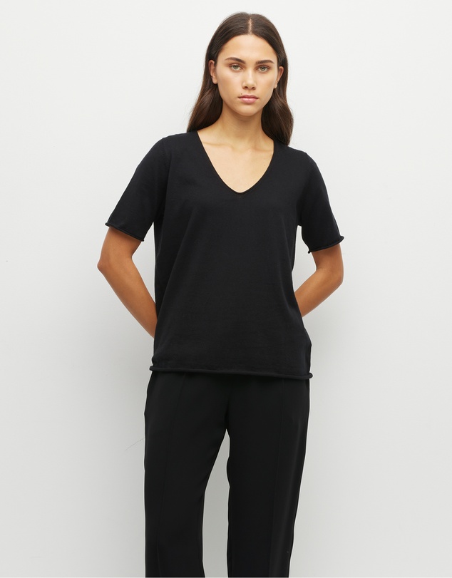 JH Lounge - JHL V-Neck T (Fine Cotton Cashmere) Black