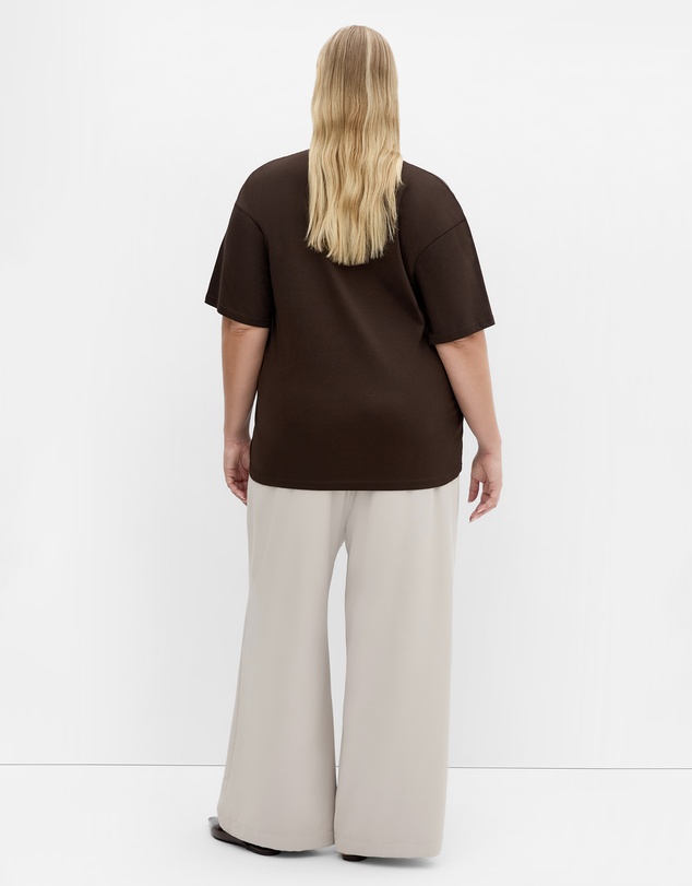 City Chic - Plus size Oversized Crew Neck Tee - chocolate