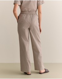 Trenery - Cotton Poplin Stripe Pull On Pant in Chocolate