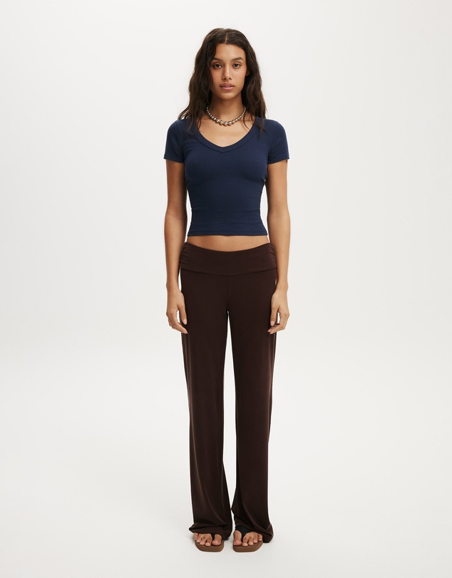 Cotton On - Goldie Rib V Neck Short Sleeve