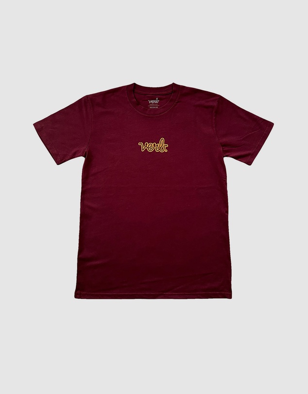 Verb - Verb Puffed Men Classic Logo 100% Cotton Skateboards Tshirt Burgundy