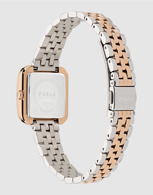 Furla - Diamante 27.5mm Square Rose Gold-tone Dial with Two-Tone Bracelet
